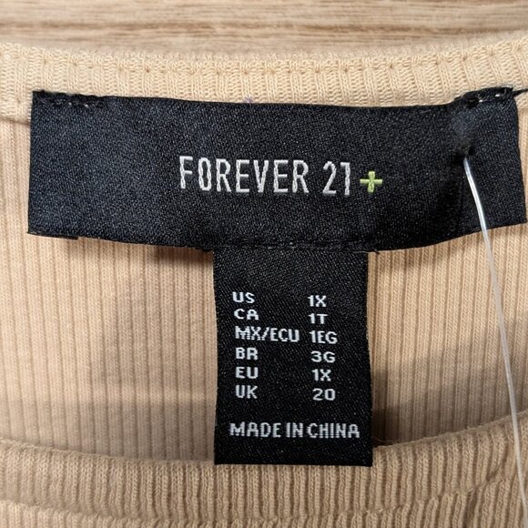 Forever 21+ Tan Short Sleeve Dress Beige Size 1X NWT - Picture 3 of 9